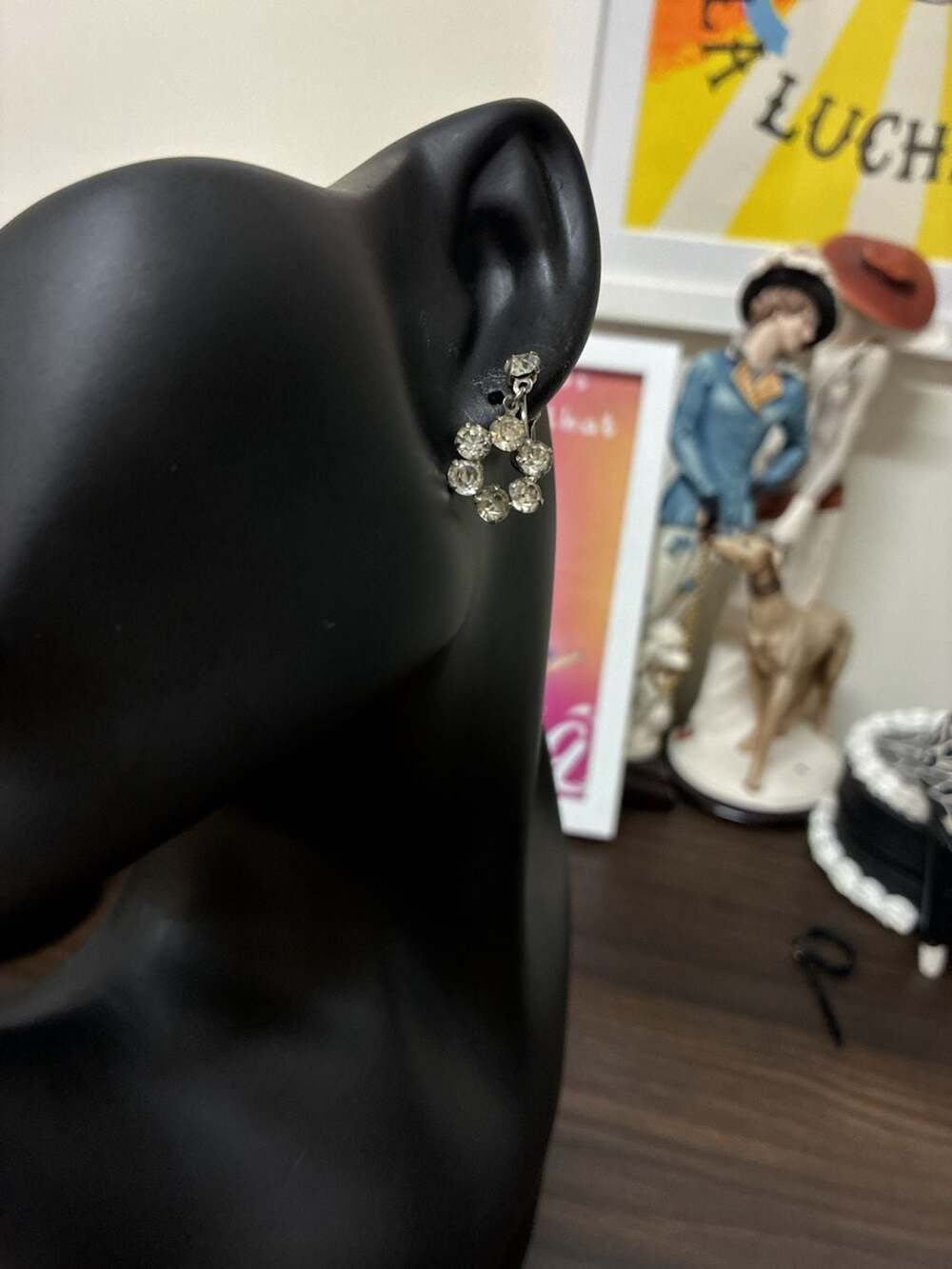 Vintage 1950s Clear Rhinestone Screw-Back Earrings Silver-Tone